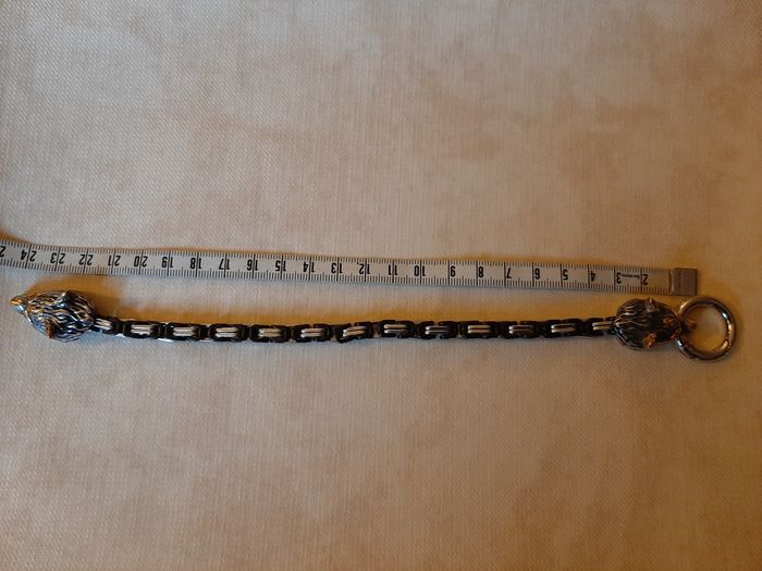 Bracelet Homme Tissé Double Tête de Loup - photo numéro 4