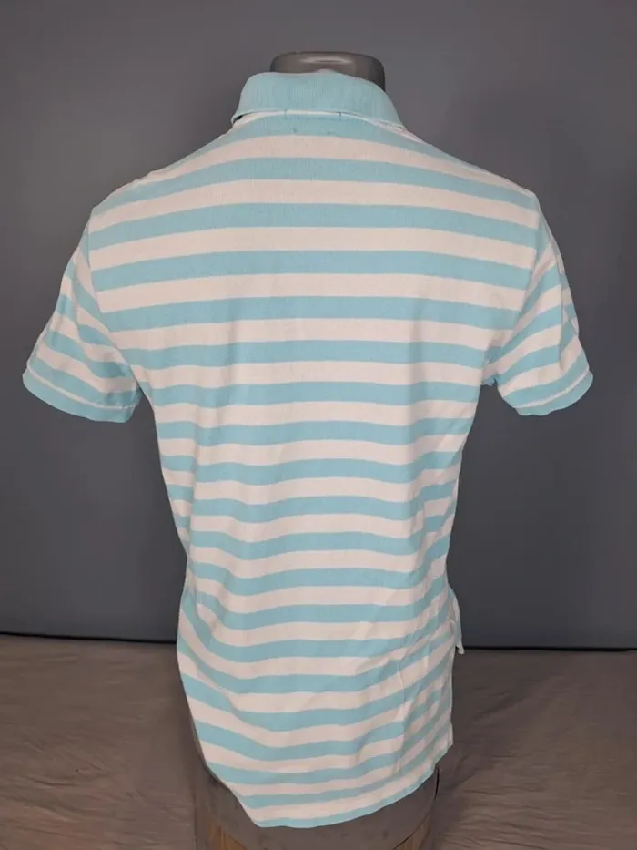 Polo Ralph Lauren Custom Fit – rayures bleu ciel/blanc – Taille S - brodé (570) - photo numéro 4
