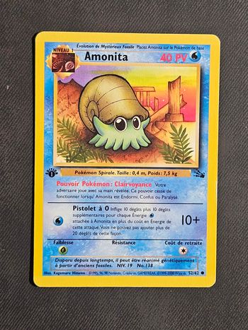 Carte Pokemon Amonita Fossile 52/62