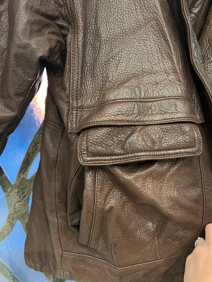 Manteau blouson veste cuir vintage taille L marque Heitorn - photo numéro 8