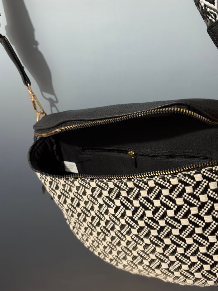 Grand sac banane - Noir - Bi-matière - femme | B - photo numéro 5
