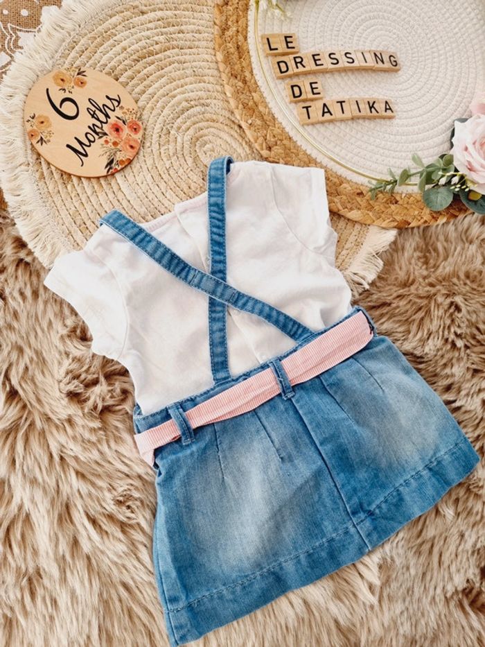 Robe en jeans tee-shirt 6mois bébé fille - photo numéro 5
