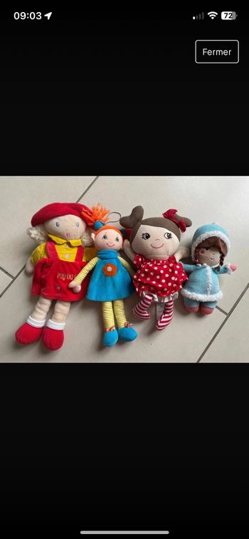 Lot peluche poupée petite fille