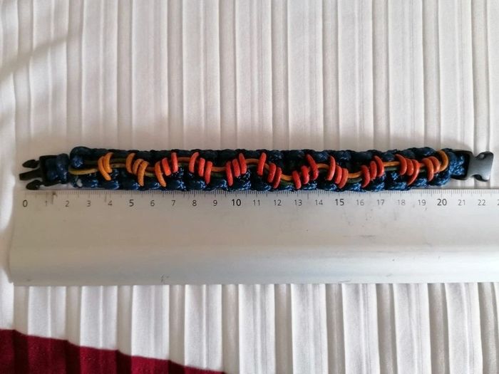 Bracelet en corde et cuir fermeture avec clip - photo numéro 3