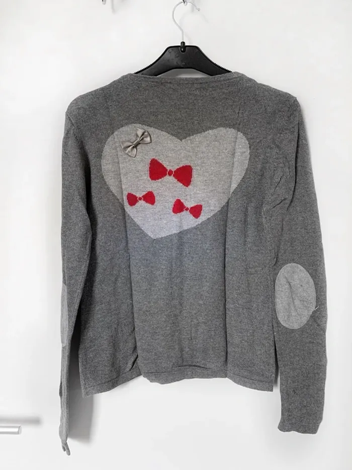Pull gris col V - photo numéro 3