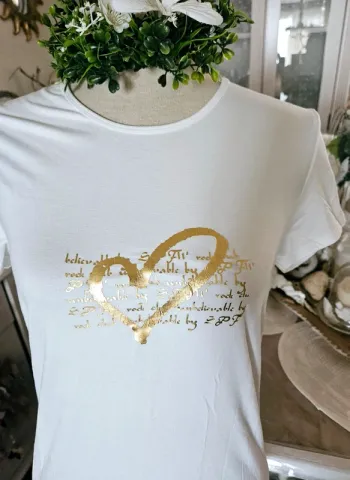 T-shirt crème imprimé doré Tex Taille 40/42 Neuf