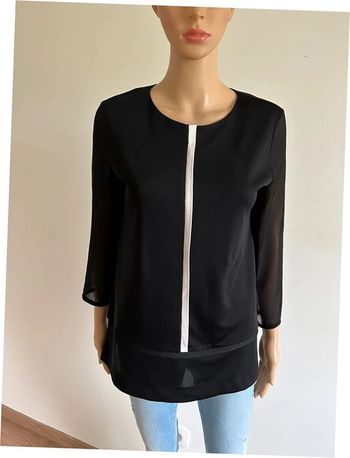 Blouse noire et blanche avec manches 3/4 Mango taille S TBE