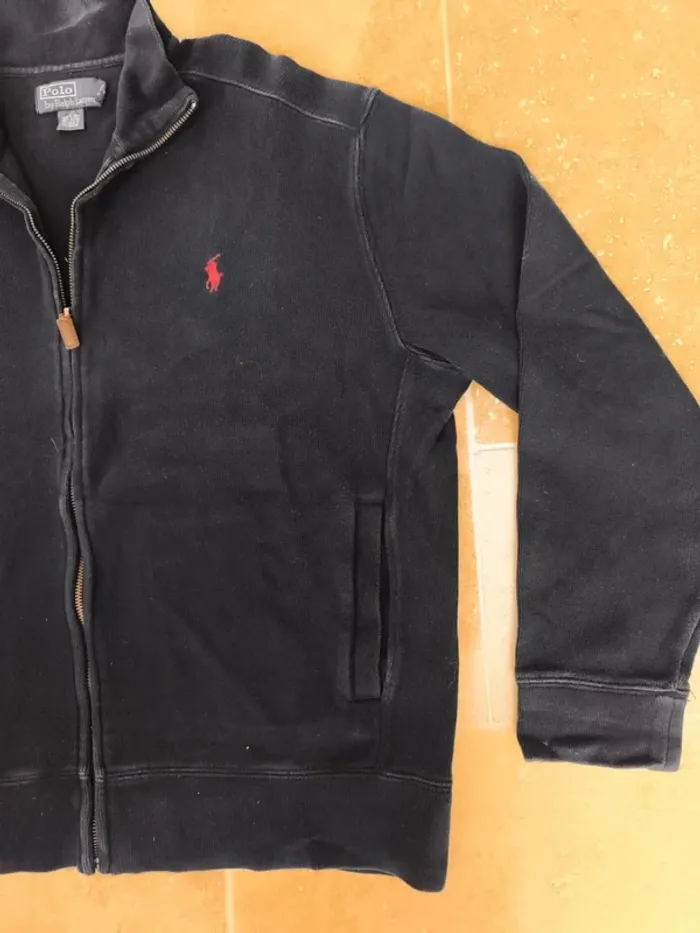 Sweat zippé Polo Ralph Lauren homme M marine logo rouge excellent état - photo numéro 4
