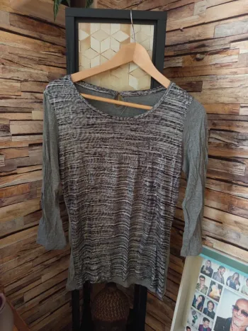Tshirt manche 3/4 gris argenté