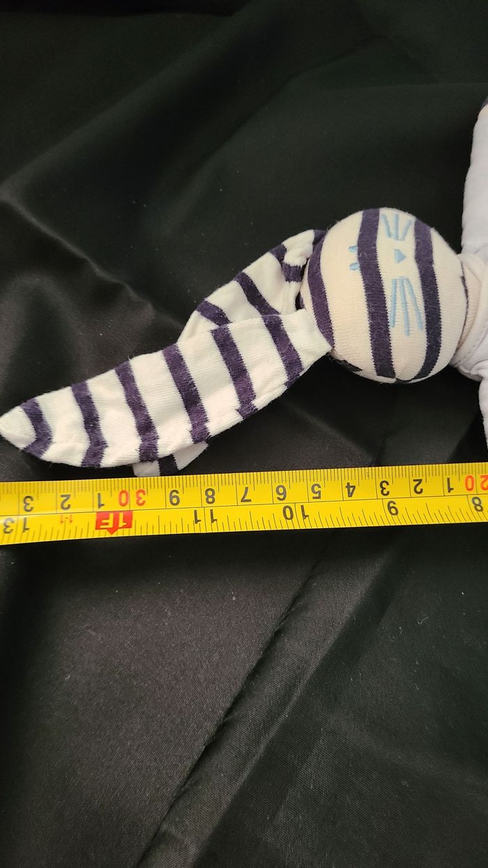 Doudou tissu Lapin Rayures T shirt bleu - PETIT BATEAU - H 25 cm - photo numéro 2