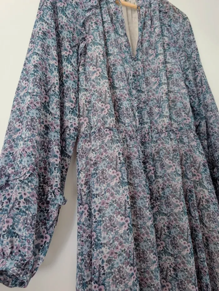 Robe maxi longue bleu lavande fleurie fluide bohème hippie chic La redoute taille 38 - photo numéro 7