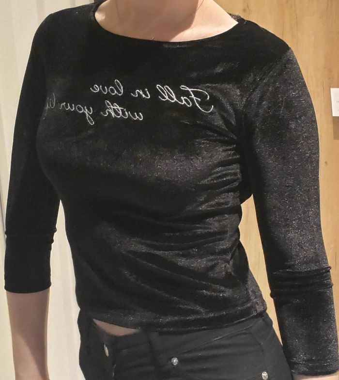 Très joli Top velours de soirée, club, sortie dos ouvert S
