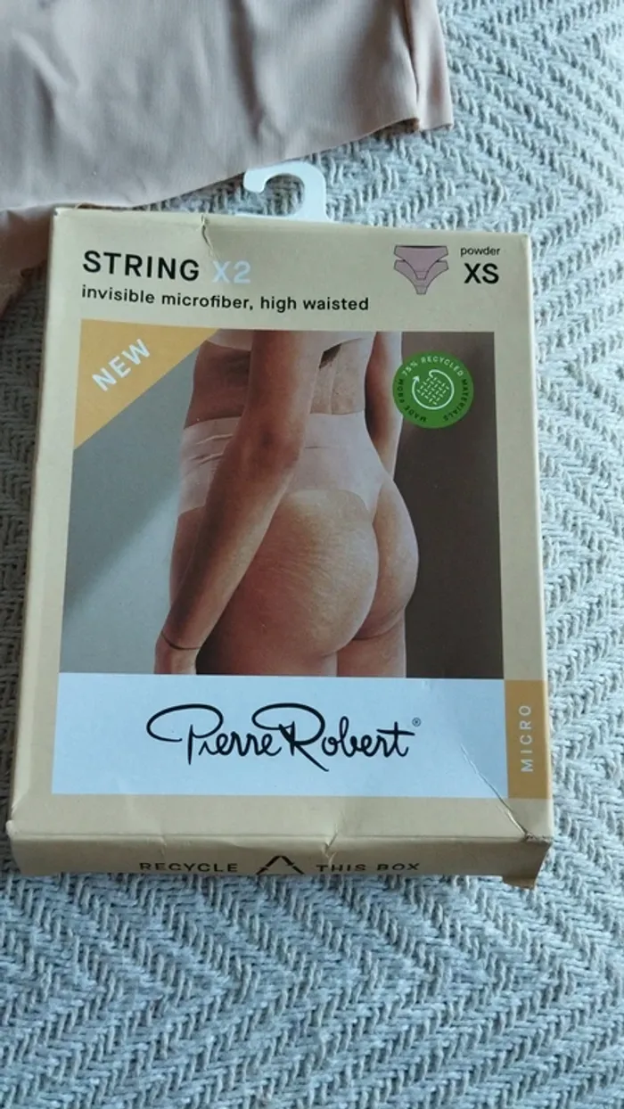 Lot de 2 strings beige invisible femme taille 30/32 - photo numéro 2