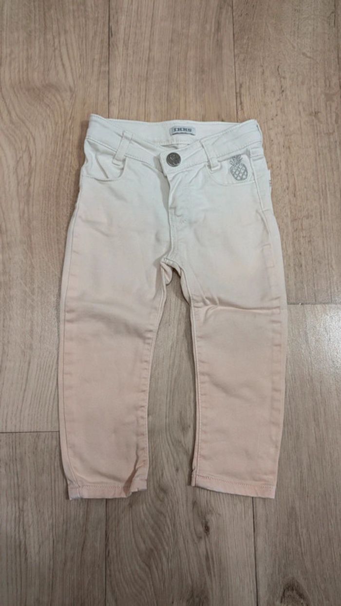 Jeans blanc et orange IKKS 18 Mois