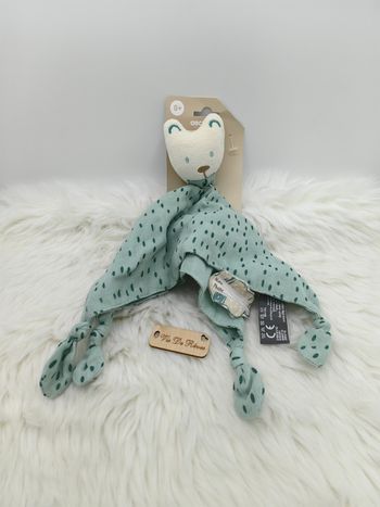 Doudou plat lange ours  Baby Green Orchestra blanc vert