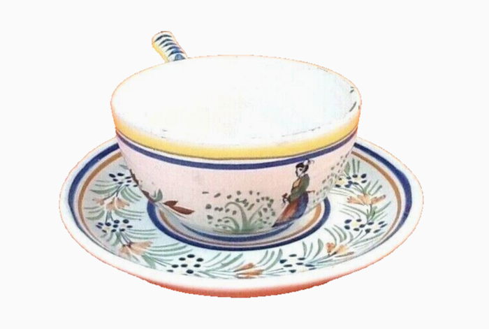 Tasse / Soucoupe à déjeuner Faïence Henriot Quimper France - photo numéro 8