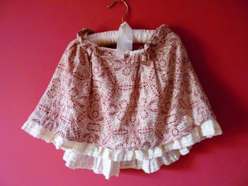 Jupe laine Fille IKKS 12 ans jupons bordeaux creme TBE