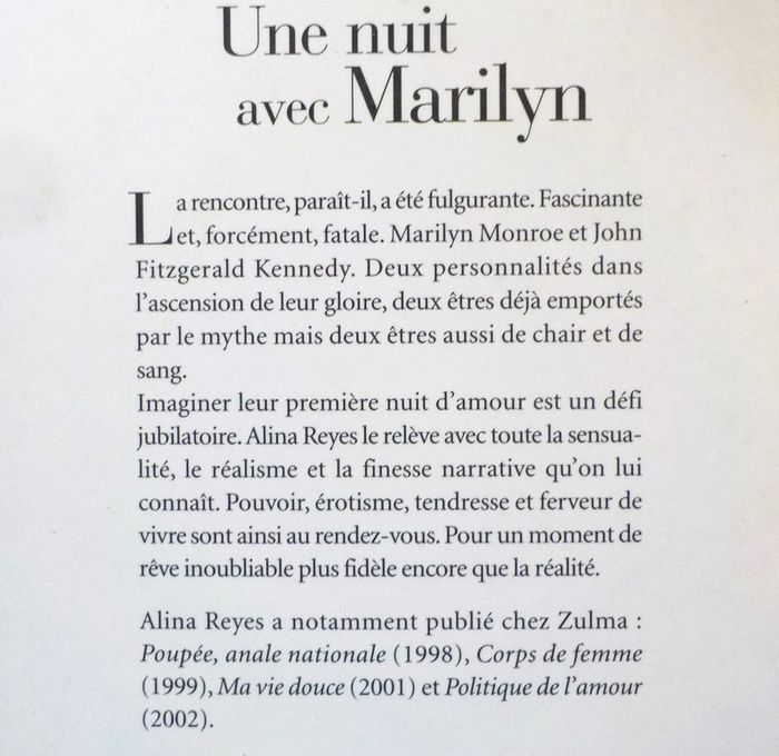 Une nuit avec Marilyn de Alina Reyes Ed. Zulma - photo numéro 2