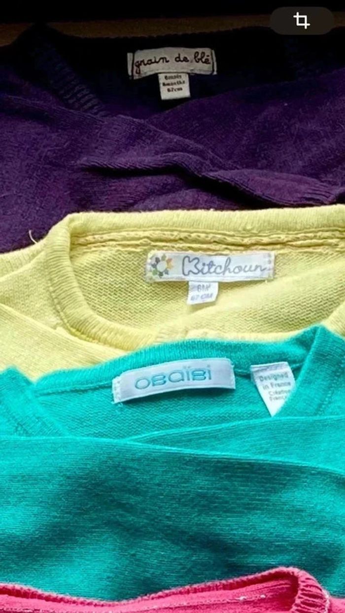 6 mois - lot 6 caches cœurs + 2 pulls + 1 gilet chaud - photo numéro 3