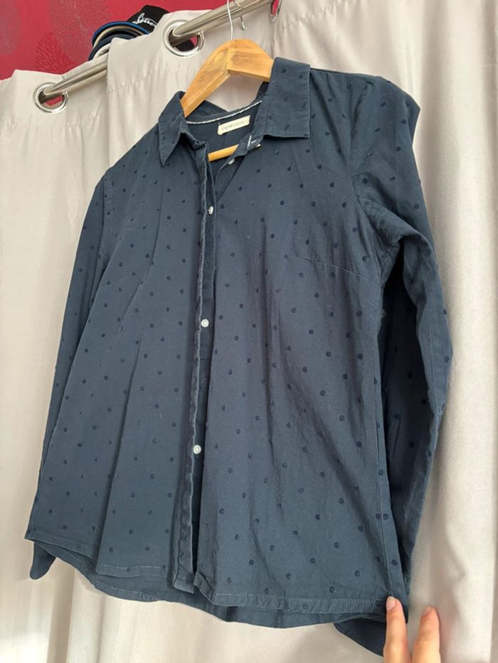 Chemise bleue marine à pois, cache-cache - photo numéro 4