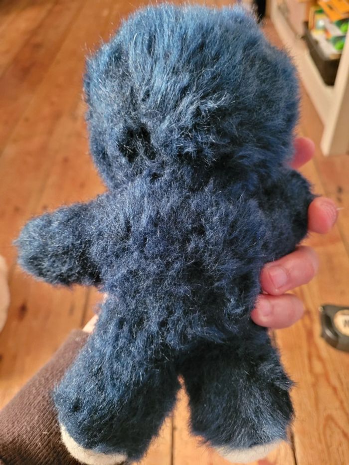 RARE Ours articulé Boulgom 23cm bleu nuit museau blanc peluche doudou Made in France collection - photo numéro 3