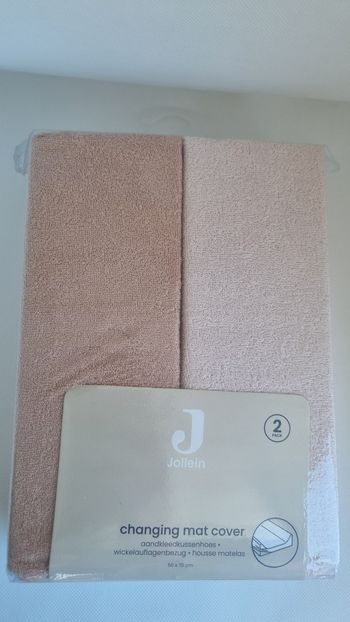 Lot de 2 Housse de matelas a langer blush/wild rose jollein neuf