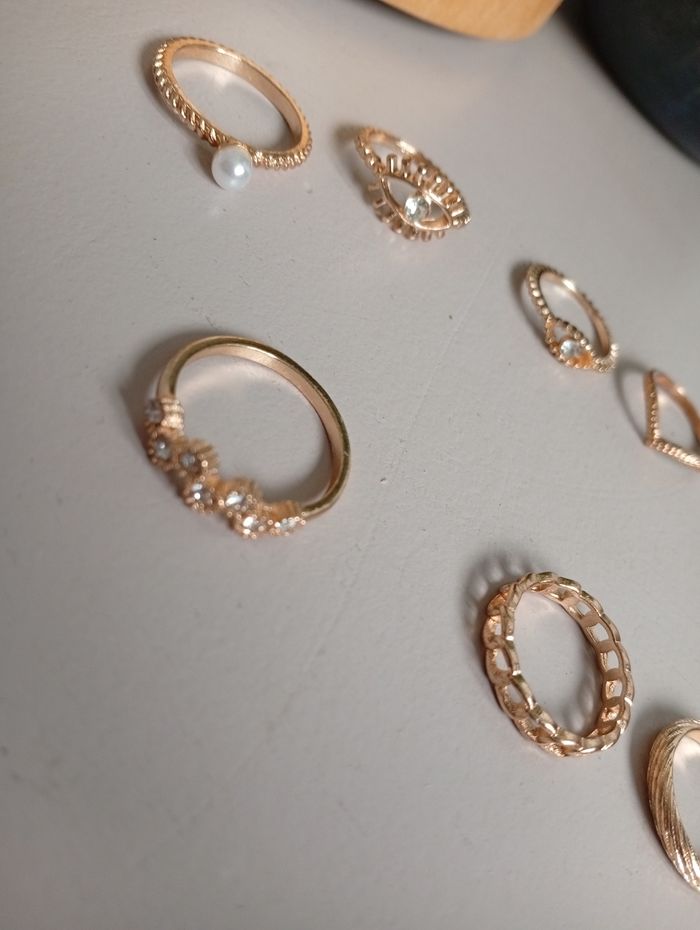 Lot 10 bagues en métal doré - photo numéro 5