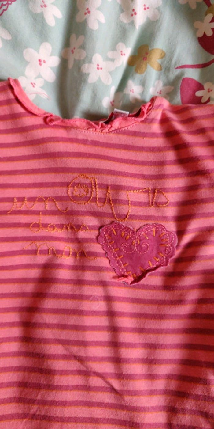 T-shirt rose rayée confetti 6 mois - photo numéro 2