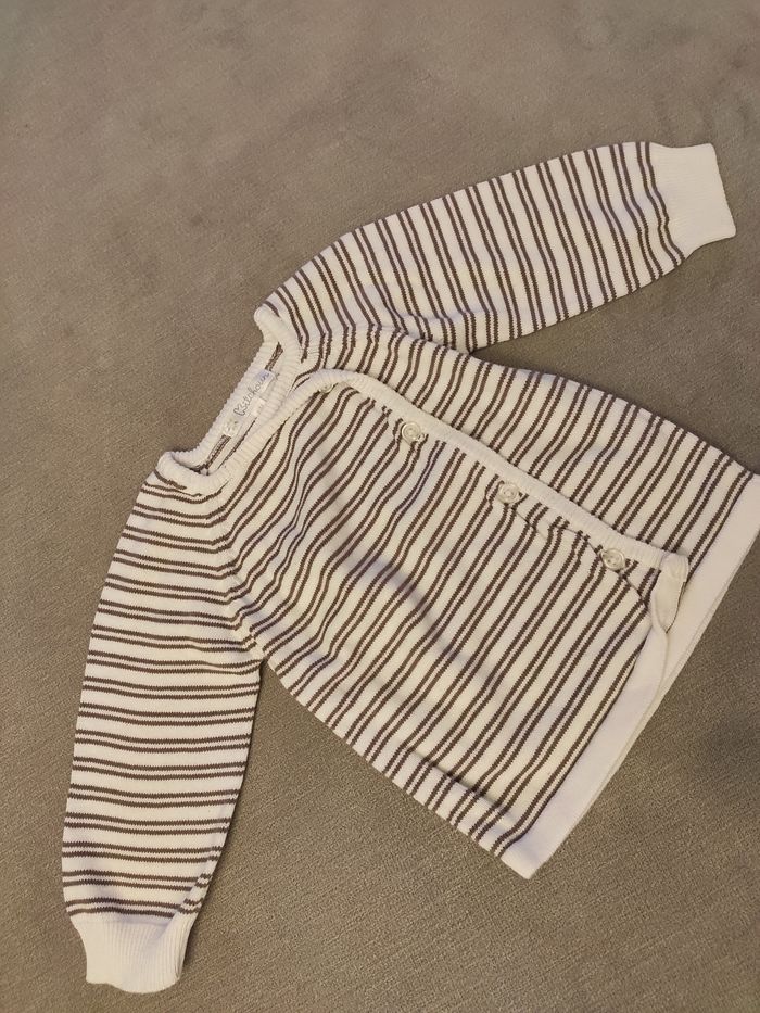 Gilet rayé blanc kitchoun 6 mois