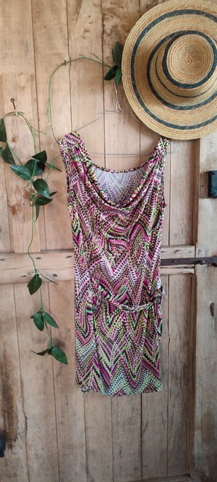 Robe fushia rose multicolore