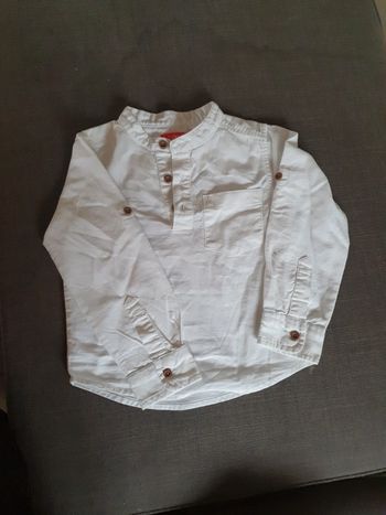 Chemise manche longue blanche sans col