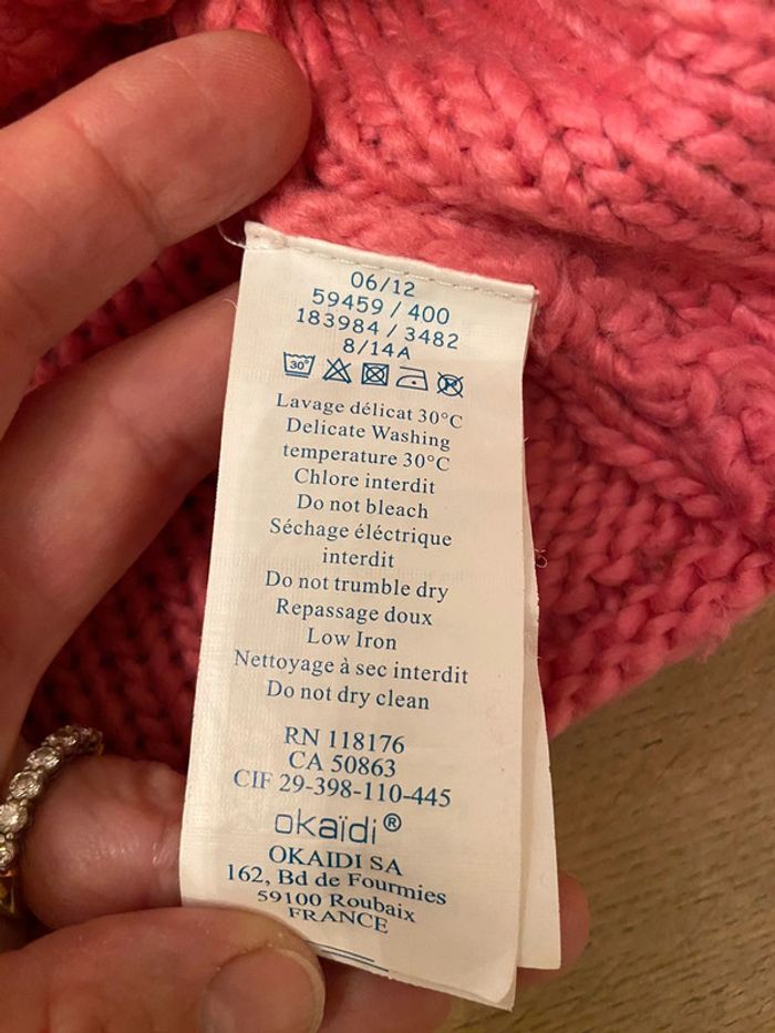 Ensemble 4/8 ans snood/cape et moufles à pompons fuschia Okaïdi - photo numéro 13