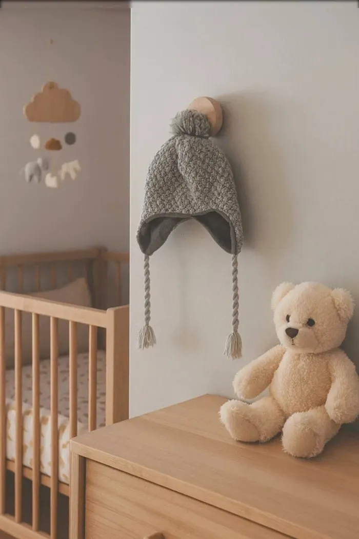 Bonnet péruvien gris tricoté avec pompon – Taille 3 ans