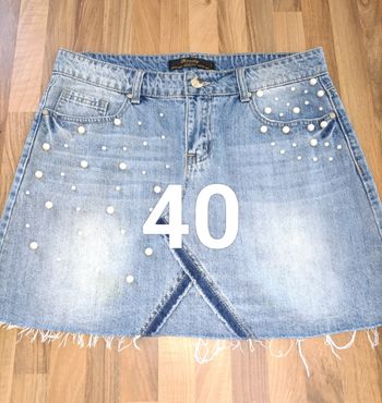 Jupe jean perle blanche 40 realty jeans