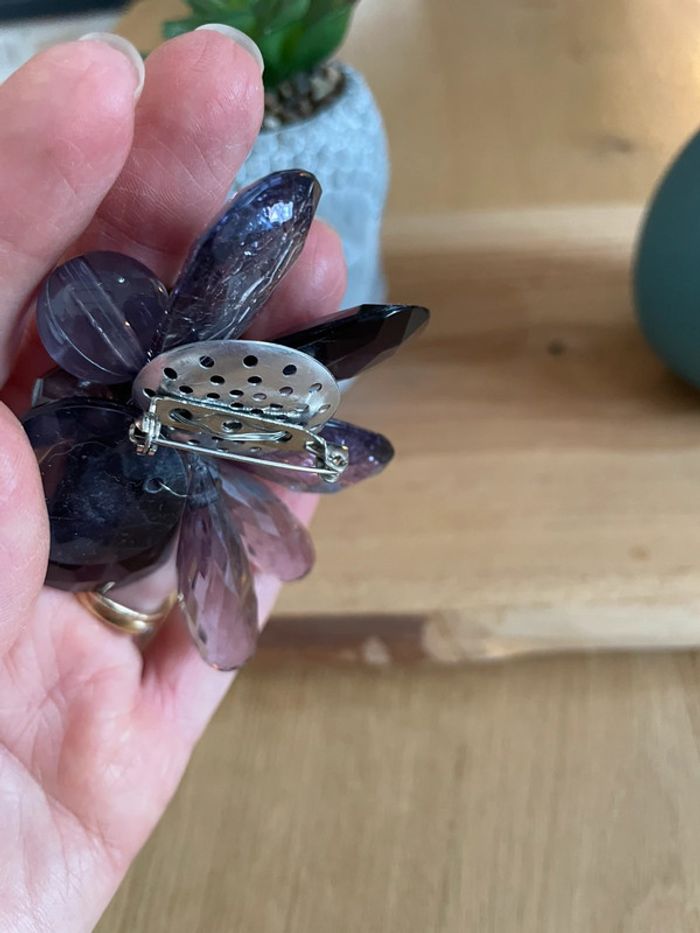 Broche perles violet - photo numéro 4