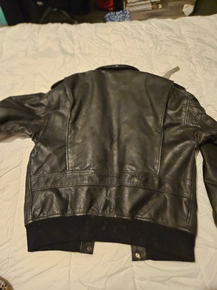 Véritable blouson de cuir de vachette aviation vintage - photo numéro 4