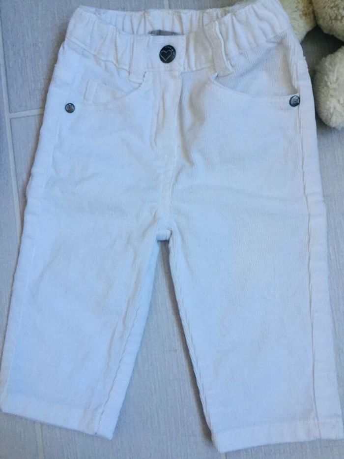 Pantalon côtelé blanc bébé fille 6 mois - photo numéro 7