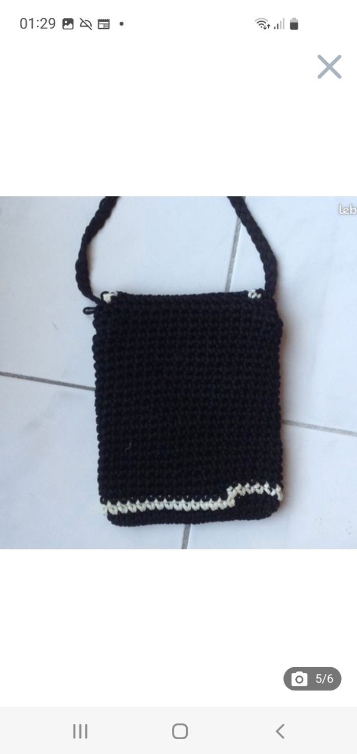Sac sacoche enfant noir au crochet - photo numéro 2