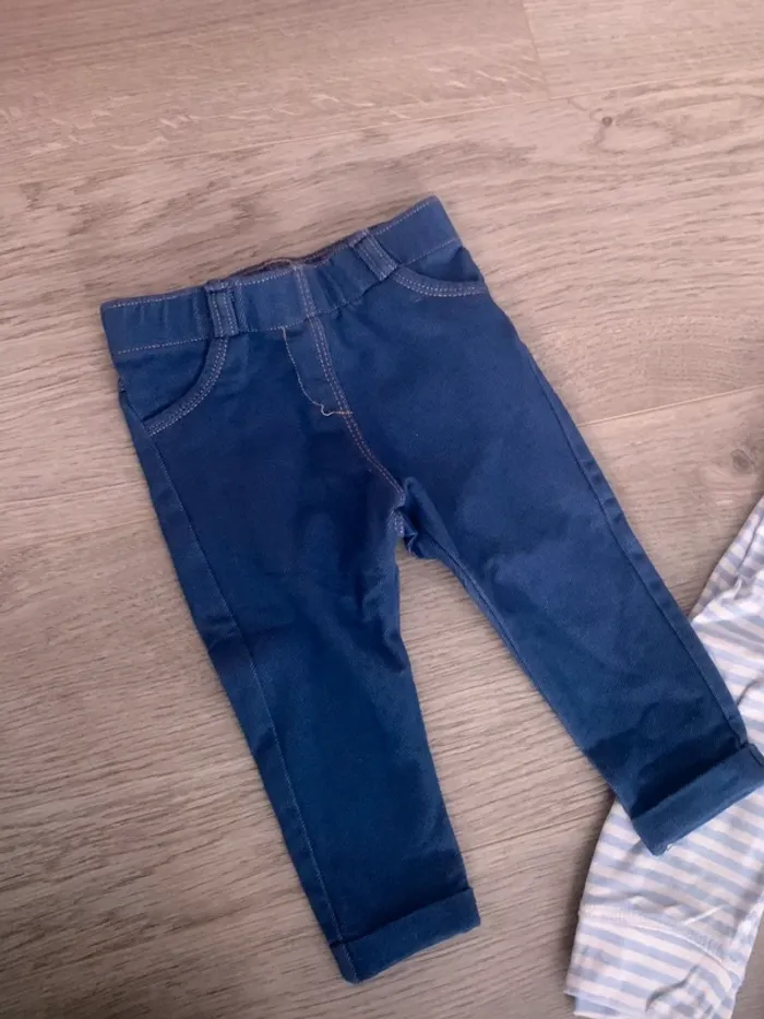 Lot de 4 legging tons bleus en 9 mois - photo numéro 3
