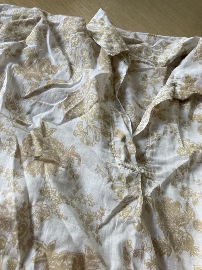 Blouse fleurie dorée - photo numéro 3