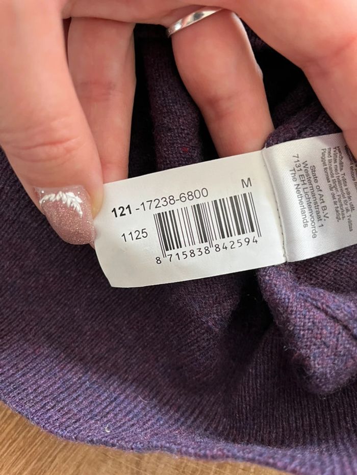 Pull col V violet State of Art en laine pour homme, taille M - photo numéro 7