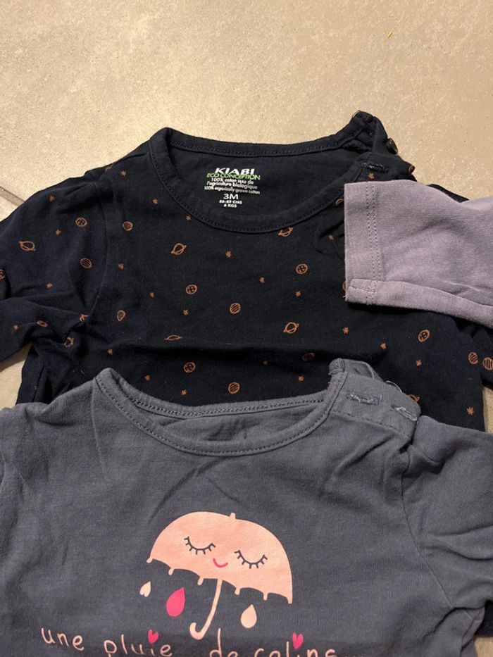 Lot tee-shirts manches longues fille 3 mois - photo numéro 5