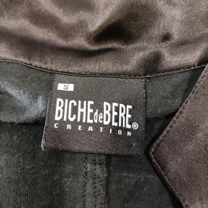 Top noir sans manches Biche de Bère col mao voile et satin effet graphique dos S A1330 - photo numéro 8