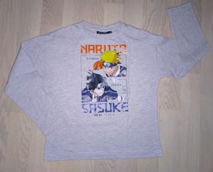Tee-shirt gris chiné clair motif Naruto T. 8 ans 
NEUF
