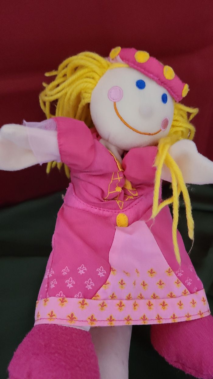 Peluche doudou poupée marionnette ITSLMAGICAL rose - photo numéro 3