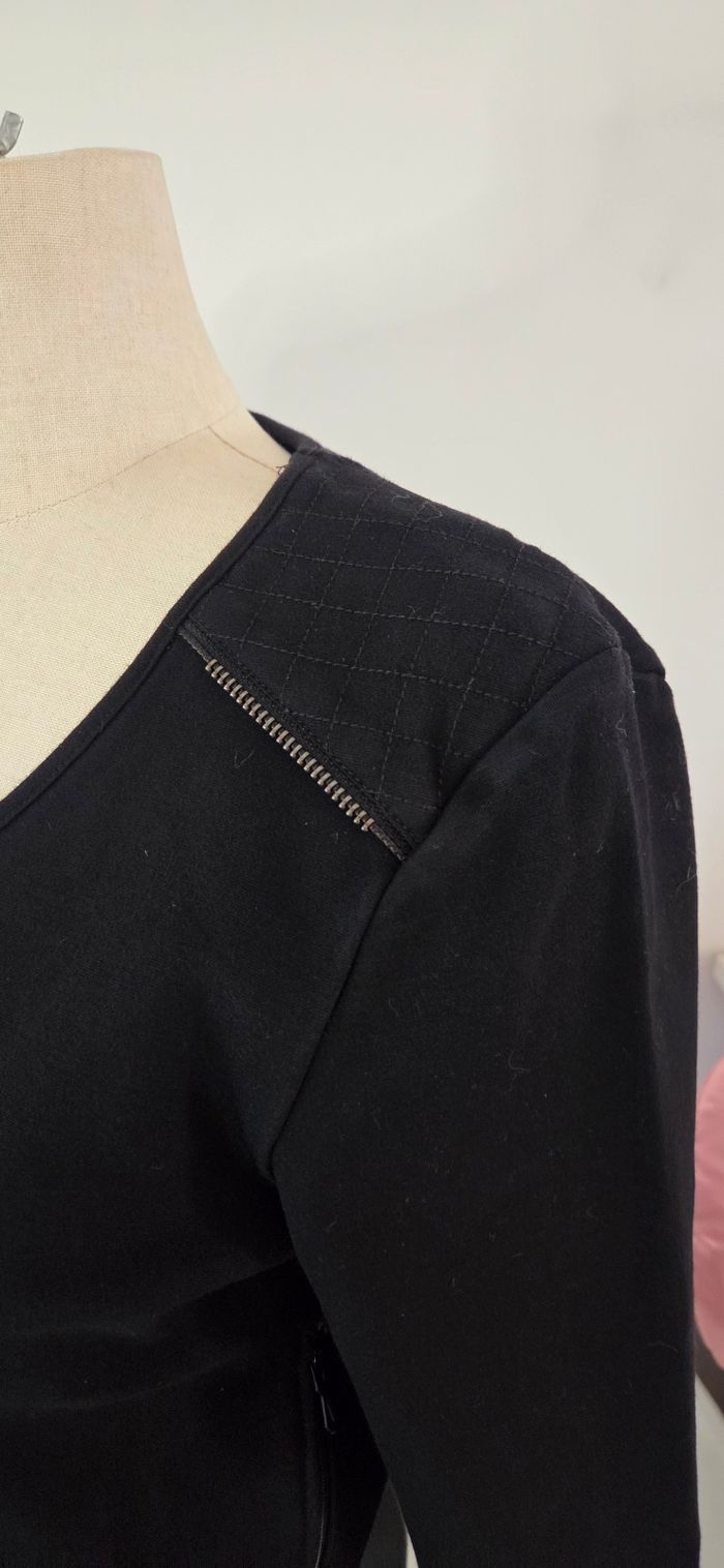 IKKS – Robe Noire Bi-Matière Effet Cuir – T40 – Rock Chic Intemporelle - photo numéro 3