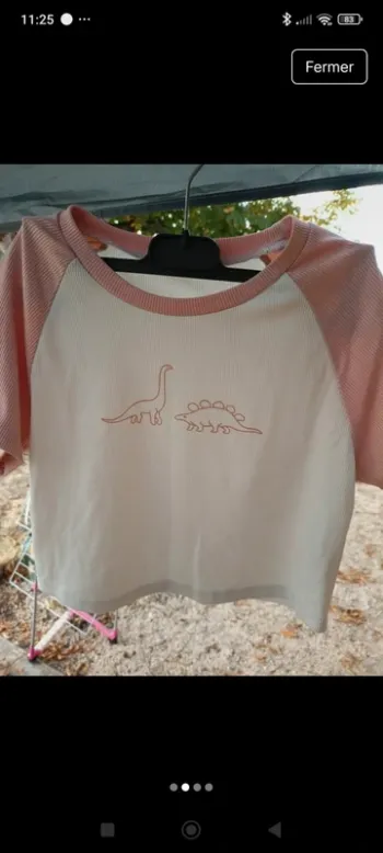 Tee-shirt court rose dinosaure shein