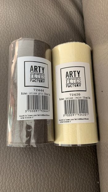 Lot de 2 ruban intisse gris & ivoire