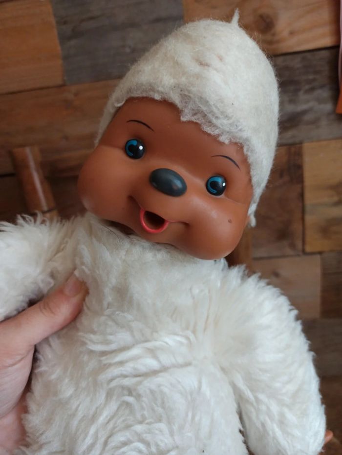 Peluche singe tiemi kiki blanc tbe vintage - photo numéro 10