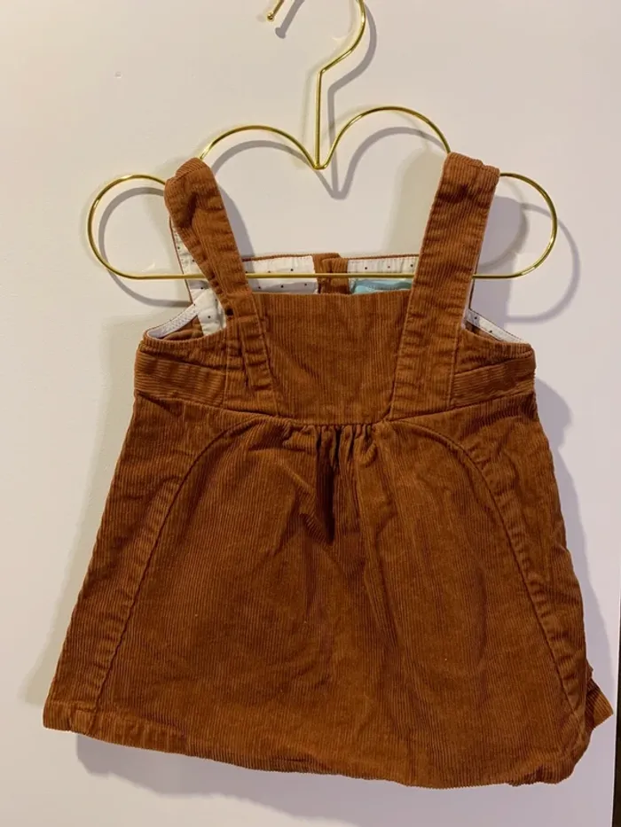 Robe salopette velours côtelé marron caramel 12 mois obaibi